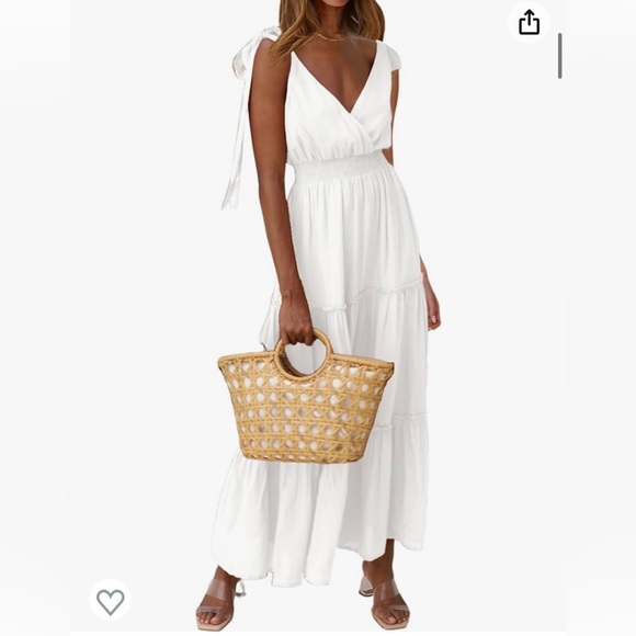 NWT White Tie Strap Maxi Dress - Picture 1 of 2